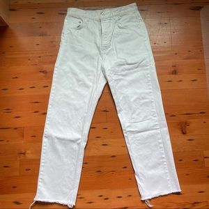White straight leg jeans
